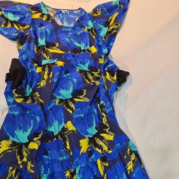 CHRISTOPHER JOHN ROGERS Blue Printed Puff Tired Dress Size 24W/26W New NO Tags! - Picture 10 of 16
